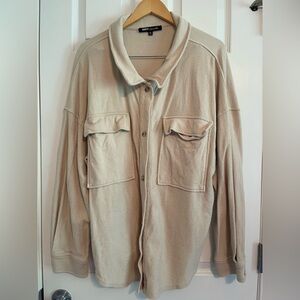 Honey & Sparkle Light Tan Shirt Jacket. Size XL